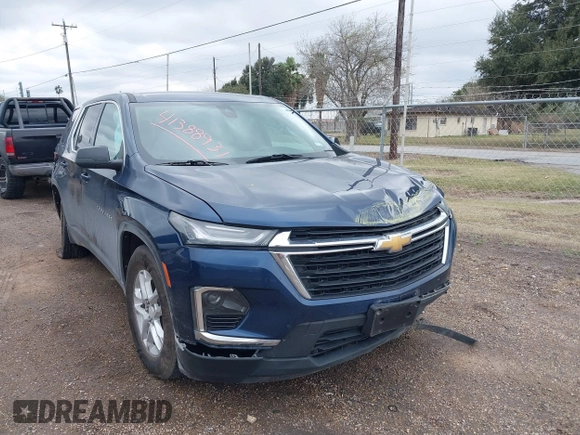 2022 Chevrolet Traverse LS with VIN 1GNERFKW6NJ147951, listed as a IAAI auction lot 41388931 with 57,424 mi miles and . Bid and sale history available at DreamBid. Image 1.
