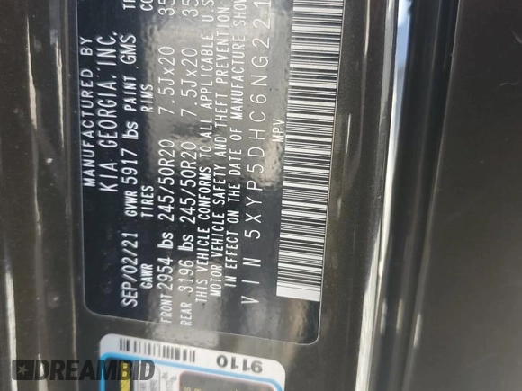 2022 Kia Telluride SX z VIN 5XYP5DHC6NG221853, wystawiony jako Copart lot #52912795 z przebiegiem 78 374 mil mil oraz Szkoda całkowita • Salvage title. Historia ofert i sprzedaży dostępna na DreamBid. Obrazek 13.