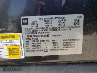 2015 Chevrolet Traverse LS with VIN 1GNKRFKD9FJ376689, listed as a Copart auction lot 75616063 with 125,984 mi miles and Salvage Title. Bid and sale history available at carsss.com. Image 13.
