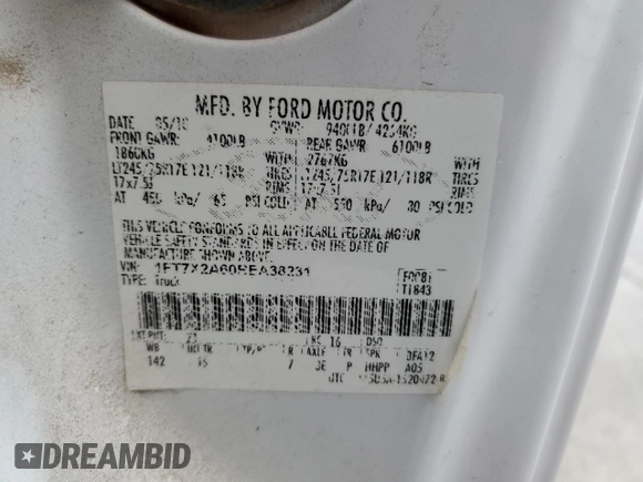 2011 Ford F-250 XL с VIN 1FT7X2A60BEA38231, выставлен на аукционе Copart как лот 55747325 с пробегом 253 377 миль миль и Чистый • Clean title. История ставок и продаж доступна на DreamBid. Изображение 12.