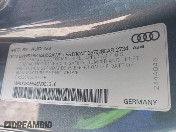 2014 Audi S5 Premium Plus z VIN WAUCGAFH4EN001316, wystawiony jako IAAI lot #41425673 z przebiegiem 97 089 mil mil oraz . Historia ofert i sprzedaży dostępna na DreamBid. Obrazek 9.