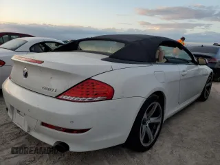 2010 BMW 6 Series 650i with VIN WBAEB5C5XAC225947, listed as a Copart auction lot 75091664 with 0 mi miles and Salvage Title. Bid and sale history available at carsss.com. Image 3.