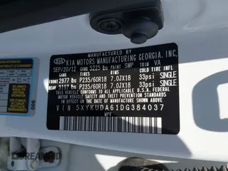 2013 Kia Sorento EX with VIN 5XYKUDA61DG384037, listed as a IAAI auction lot 42449718 with 173,688 mi miles and . Bid and sale history available at DreamBid. Image 9.