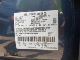 2020 Ford Explorer Limited with VIN 1FMSK8FH8LGA75390, listed as a IAAI auction lot 42563694 with 55,481 mi miles and . Bid and sale history available at DreamBid. Image 9.