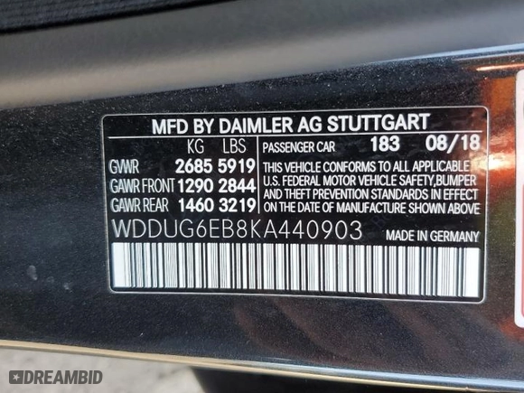 2019 Mercedes-Benz S-Class S 450 with VIN WDDUG6EB8KA440903, listed as a Copart auction lot 46684385 with 30,969 mi miles and Salvage Title. Bid and sale history available at carsss.com. Image 12.