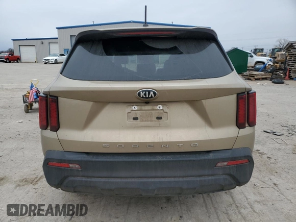 2021 Kia Sorento LX with VIN 5XYRG4LC2MG009833, listed as a Copart auction lot 44849495 with 74,165 mi miles and Salvage Title. Bid and sale history available at carsss.com. Image 6.