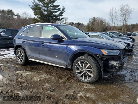 2022 Audi Q5 S line Premium Plus with VIN WA1EAAFY0N2029929, listed as a Copart auction lot 43619955 with 0 mi miles and Salvage Title. Bid and sale history available at carsss.com. Image 4.