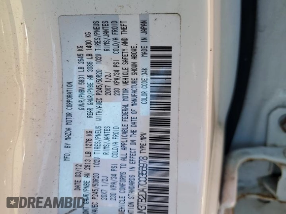 2012 Mazda CX-9 Grand Touring with VIN JM3TB2DA7C0356978, listed as a Copart auction lot 82204084 with 212,831 mi miles and Salvage Title. Bid and sale history available at carsss.com. Image 15.