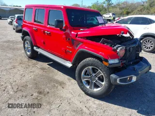 2021 Jeep Wrangler Unlimited Sahara with VIN 1C4HJXEN7MW551848, listed as a IAAI auction lot 41740219 with 70,608 mi miles and . Bid and sale history available at DreamBid. Image 1.