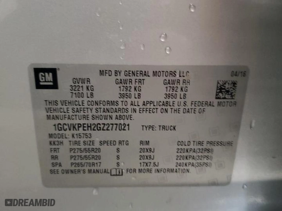2016 Chevrolet Silverado 1500 Custom with VIN 1GCVKPEH2GZ277021, listed as a Copart auction lot 53497645 with 97,314 mi miles and Salvage Title. Bid and sale history available at carsss.com. Image 12.