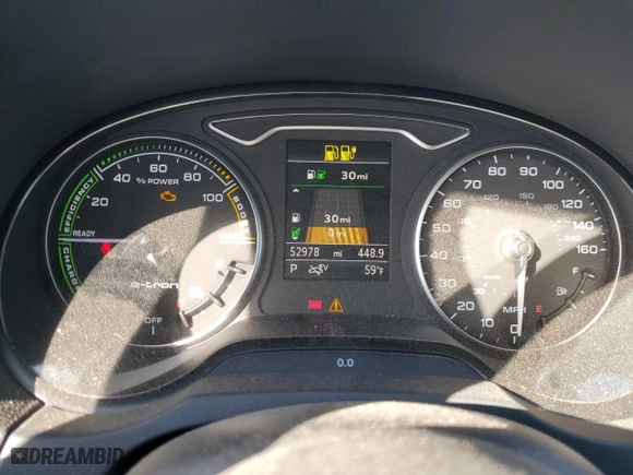 2017 Audi A3 Sportback e-tron Premium with VIN WAUUPBFF4HA111853, listed as a Copart auction lot 78231844 with 52,978 mi miles and Salvage Title. Bid and sale history available at carsss.com. Image 9.