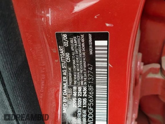 2008 Mercedes-Benz C 350 Sport with VIN WDDGF56X68F137747, listed as a Copart auction lot 50510285 with 106,433 mi miles and Salvage Title. Bid and sale history available at DreamBid. Image 12.
