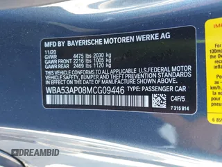 2021 BMW 4 Series 430i z VIN WBA53AP08MCG09446, wystawiony jako IAAI lot #41664926 z przebiegiem 18 544 mil mil oraz . Historia ofert i sprzedaży dostępna na DreamBid. Obrazek 9.