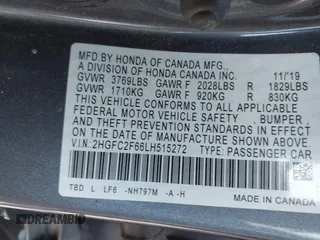 2020 Honda Civic Sedan LX with VIN 2HGFC2F66LH515272, listed as a IAAI auction lot 41946912 with 87,176 mi miles. Bid and sale history available at carsss.com. Image 9.
