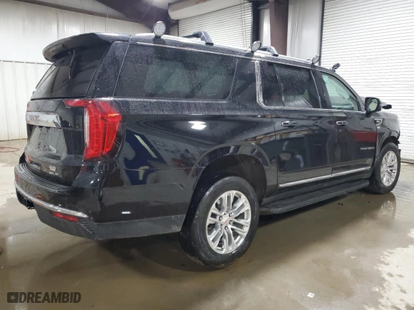 2023 GMC Yukon XL SLT with VIN 1GKS2GKD2PR255643, listed as a Copart auction lot 51428355 with 26,621 mi miles and Salvage Title. Bid and sale history available at carsss.com. Image 3.