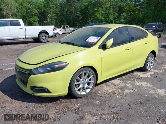2013 Dodge Dart SXT with VIN 1C3CDFBH3DD133443, listed as a IAAI auction lot 42015225 with 56,867 mi miles. Bid and sale history available at carsss.com. Image 2.