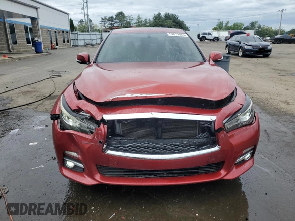 2015 Infiniti Q50 with VIN JN1BV7AR0FM396516, listed as a Copart auction lot 57677055 with 128,369 mi miles and Salvage title. Bid and sale history available at DreamBid. Image 5.