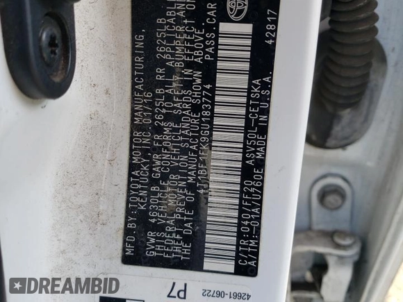 2016 Toyota Camry XLE with VIN 4T1BF1FK9GU183774, listed as a Copart auction lot 51273645 with 179,093 mi miles and Salvage Title. Bid and sale history available at DreamBid. Image 12.