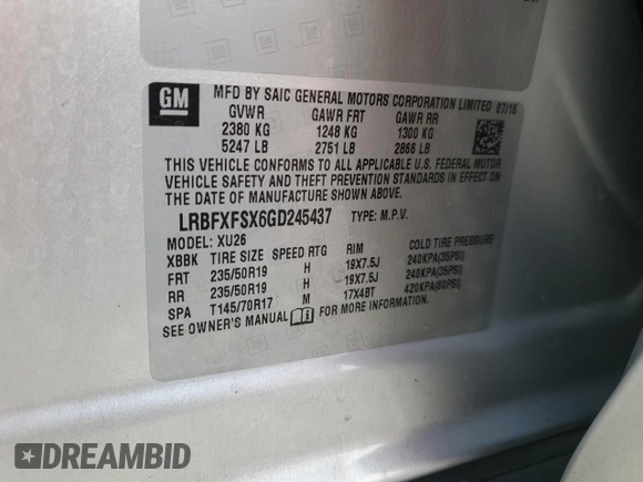 2016 Buick Envision Premium II with VIN LRBFXFSX6GD245437, listed as a Copart auction lot 83841554 with 65,190 mi miles and Clean Title. Bid and sale history available at carsss.com. Image 13.