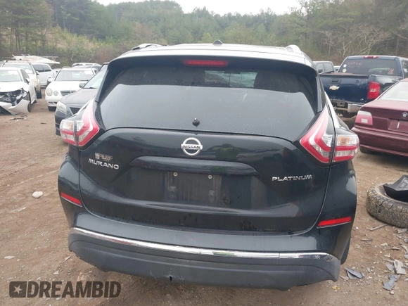 2015 Nissan Murano Platinum with VIN 5N1AZ2MG0FN218749, listed as a IAAI auction lot 41526186 with 206,492 mi miles and . Bid and sale history available at DreamBid. Image 15.
