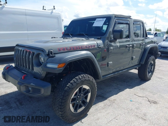 2019 Jeep Wrangler Unlimited Rubicon with VIN 1C4HJXFN9KW507281, listed as a IAAI auction lot 42695939 with 60,802 mi miles and . Bid and sale history available at DreamBid. Image 18.
