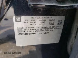 2015 Cadillac CTS Premium AWD with VIN 1G6AZ5S38F0116993, listed as a Copart auction lot 63087095 with 100,533 mi miles and Salvage title. Bid and sale history available at DreamBid. Image 12.