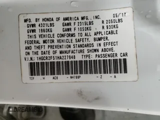 2017 Honda Accord Sedan Sport with VIN 1HGCR2F51HA227948, listed as a Copart auction lot 83462484 with 112,247 mi miles and Salvage Title. Bid and sale history available at carsss.com. Image 14.