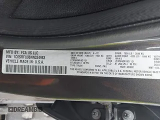 2022 Ram 1500 TRX with VIN 1C6SRFU98NN334983, listed as a IAAI auction lot 42010145 with 19,207 mi miles and . Bid and sale history available at DreamBid. Image 9.