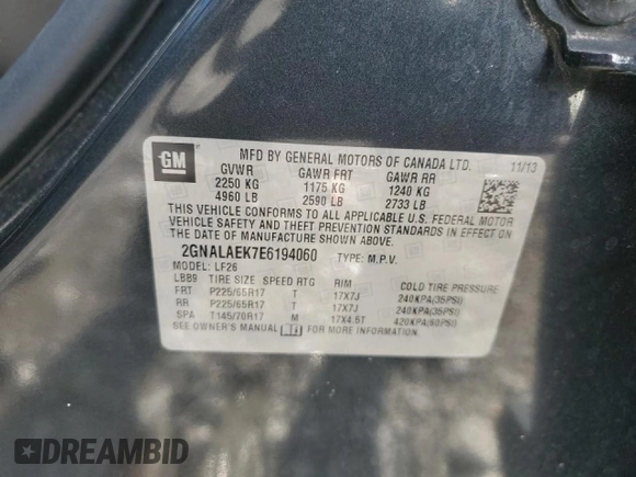 2014 Chevrolet Equinox LS with VIN 2GNALAEK7E6194060, listed as a Copart auction lot 51093545 with 171,488 mi miles and Salvage Title. Bid and sale history available at carsss.com. Image 16.
