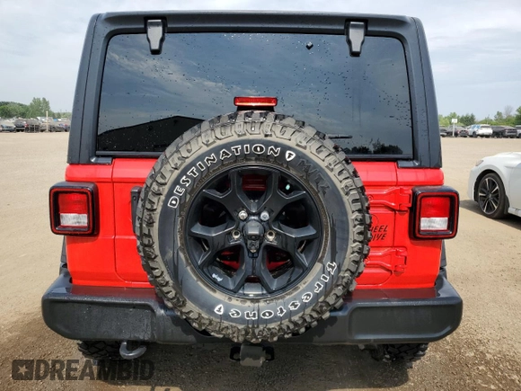 2022 Jeep Wrangler Unlimited Willys with VIN 1C4HJXDN7NW217581, listed as a Copart auction lot 64223115 with 51,132 mi miles and Clean title. Bid and sale history available at DreamBid. Image 6.