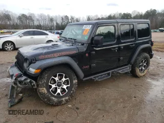 2020 Jeep Wrangler Unlimited Rubicon with VIN 1C4HJXFG7LW244937, listed as a Copart auction lot 44038175 with 45,464 mi miles and Salvage Title. Bid and sale history available at carsss.com. Image 1.