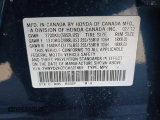 2012 Acura MDX Tech Pkg with VIN 2HNYD2H39CH521469, listed as a IAAI auction lot 41759153 with 161,466 mi miles. Bid and sale history available at carsss.com. Image 9.