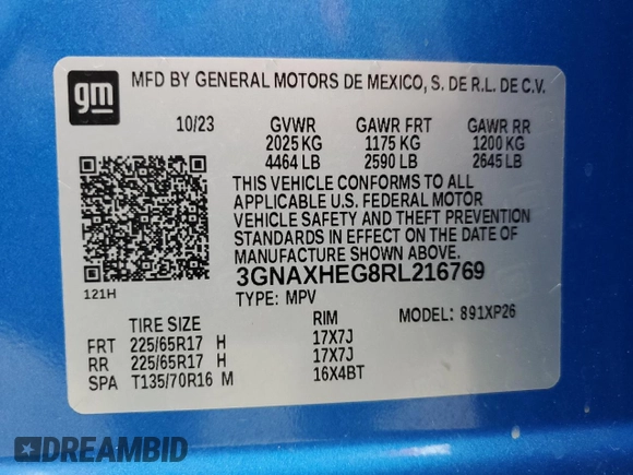 2024 Chevrolet Equinox LS with VIN 3GNAXHEG8RL216769, listed as a Copart auction lot 50517505 with 75,903 mi miles and Salvage Title. Bid and sale history available at DreamBid. Image 13.