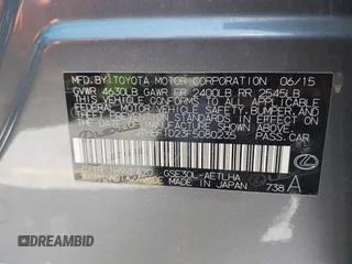 2015 Lexus IS 250 with VIN JTHBF1D23F5080235, listed as a IAAI auction lot 42482379 with 119,640 mi miles and . Bid and sale history available at DreamBid. Image 9.