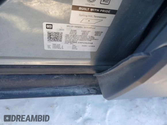 2023 GMC Acadia SLT with VIN 1GKKNMLSXPZ262018, listed as a Copart auction lot 41457865 with 20,694 mi miles and Salvage Title. Bid and sale history available at DreamBid. Image 13.
