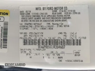 2018 Ford Fusion S z VIN 3FA6P0UU1JR204607, wystawiony jako IAAI lot #41985269 z przebiegiem 116 517 mil mil oraz . Historia ofert i sprzedaży dostępna na DreamBid. Obrazek 9.