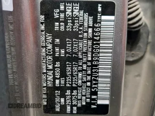 2013 Hyundai Santa Fe Sport z VIN 5XYZU3LB9DG014666, wystawiony jako Copart lot #57304515 z przebiegiem 148 369 mil mil oraz Szkoda całkowita • Salvage title. Historia ofert i sprzedaży dostępna na DreamBid. Obrazek 12.
