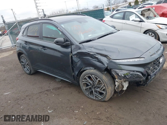 2022 Hyundai Kona N Line with VIN KM8K3CA32NU923862, listed as a IAAI auction lot 41826113 with 75,298 mi miles. Bid and sale history available at carsss.com. Image 1.