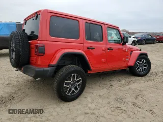 2024 Jeep Wrangler Sahara z VIN 1C4PJXEG1RW268303, wystawiony jako Copart lot #82641364 z przebiegiem 211 mil mil oraz Szkoda całkowita • Salvage title. Historia ofert i sprzedaży dostępna na DreamBid. Obrazek 3.
