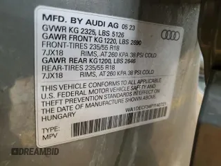 2023 Audi Q3 S line Premium with VIN WA1DECF34P1140721, listed as a Copart auction lot 45188325 with 40,458 mi miles and Salvage title. Bid and sale history available at DreamBid. Image 14.
