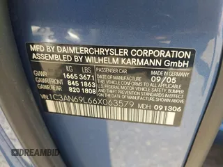 2006 Chrysler Crossfire Limited с VIN 1C3AN69L66X063579, выставлен на аукционе IAAI как лот 42538743 с пробегом 100 393 миль миль и . История ставок и продаж доступна на DreamBid. Изображение 9.