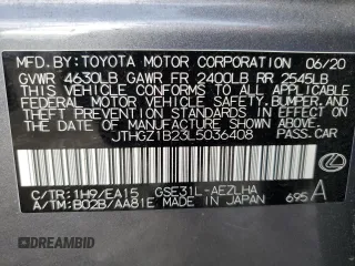 2020 Lexus IS with VIN JTHGZ1B23L5036408, listed as a Copart auction lot 41977605 with 0 mi miles and Salvage Title. Bid and sale history available at carsss.com. Image 15.
