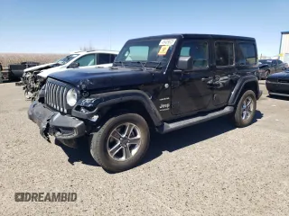 2020 Jeep Wrangler Unlimited Sahara with VIN 1C4HJXEGXLW209908, listed as a Copart auction lot 49409625 with 73,352 mi miles and Salvage title. Bid and sale history available at DreamBid. Image 1.