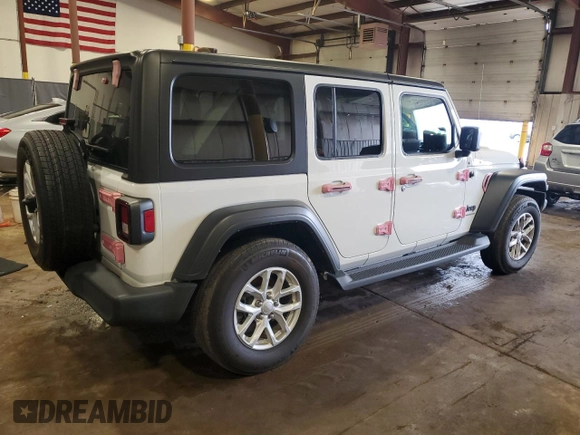 2023 Jeep Wrangler Sport z VIN 1C4HJXDG1PW619939, wystawiony jako Copart lot #51923345 z przebiegiem 24 204 mil mil oraz Szkoda całkowita • Salvage title. Historia ofert i sprzedaży dostępna na DreamBid. Obrazek 3.