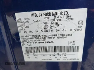 2009 Ford F-150 XL z VIN 1FTRF14W49KB58689, wystawiony jako IAAI lot #42671255 z przebiegiem 67 846 mil mil oraz . Historia ofert i sprzedaży dostępna na DreamBid. Obrazek 9.