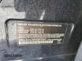 2017 BMW 5 Series 540i with VIN WBAJE5C39HG915941, listed as a Copart auction lot 49083145 with 85,511 mi miles and Salvage Title. Bid and sale history available at carsss.com. Image 12.