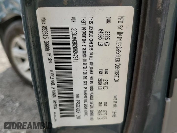 2006 Chrysler 300 with VIN 2C3LA43R26H247041, listed as a Copart auction lot 70334634 with 73,043 mi miles and Salvage Title. Bid and sale history available at carsss.com. Image 12.