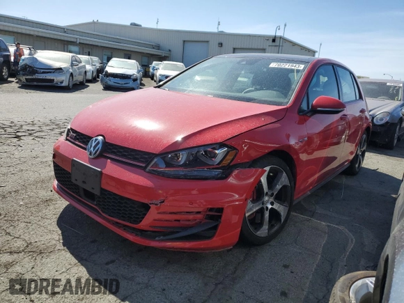 2016 Volkswagen Golf GTI S w/Performance Pkg with VIN 3VW447AU7GM021271, listed as a Copart auction lot 70221943 with 67,581 mi miles. Bid and sale history available at carsss.com. Image 1.