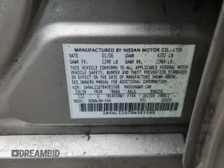 2006 Nissan Altima 2.5 with VIN 1N4AL11D76N365568, listed as a Copart auction lot 50384325 with 178,870 mi miles and Salvage Title. Bid and sale history available at carsss.com. Image 12.