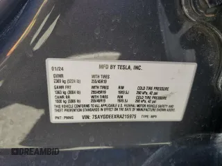 2024 Tesla Model Y Long Range with VIN 7SAYGDEEXRA215975, listed as a Copart auction lot 56705585 with 20,554 mi miles and Salvage Title. Bid and sale history available at DreamBid. Image 12.
